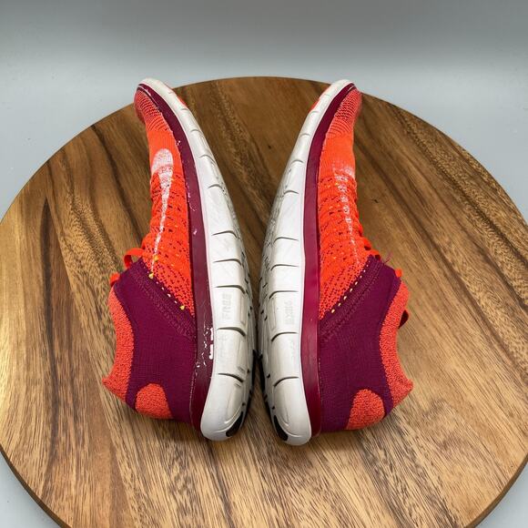 Nike Free 4.0 Flyknit Shoes Womens Size 9.5 Fire Red Running Comfort Walking Gym - Picture 6 of 8